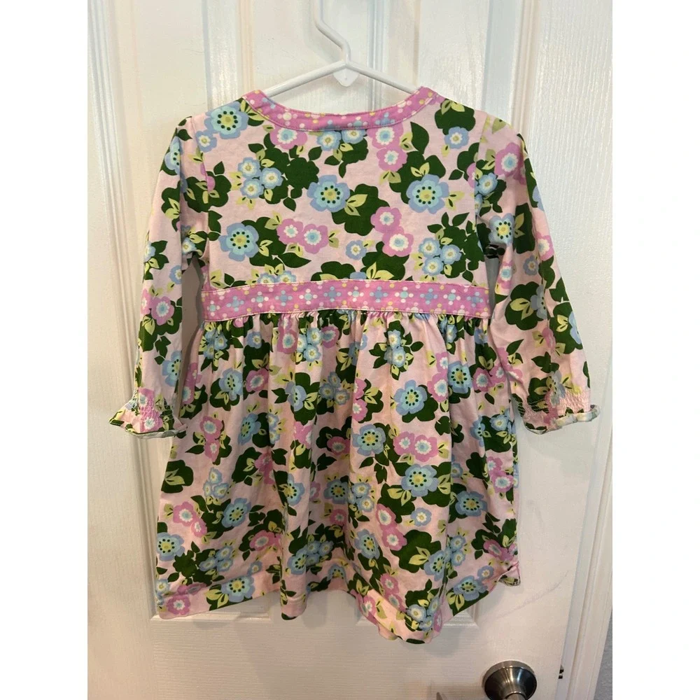 Hanna Andersson‎ Dress Pink Floral Henley Long Sleeve Cotton Toddler 90 Bin A